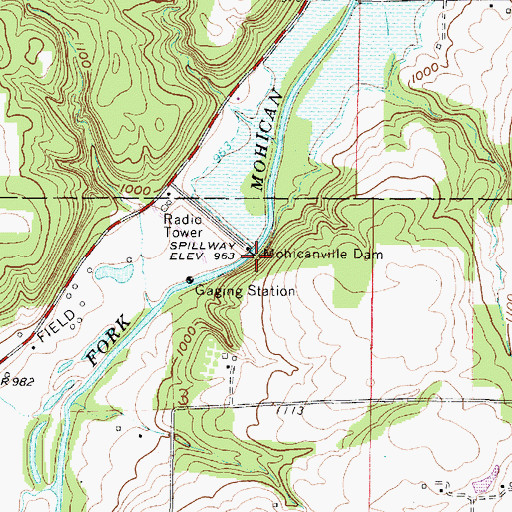 Topographic Map of Mohicanville Reservoir, OH