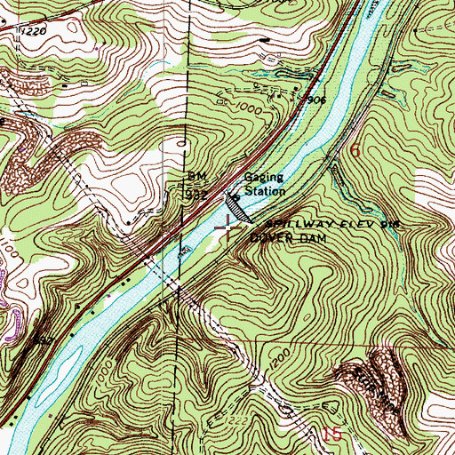 Topographic Map of Diversion Dam Lake, OH