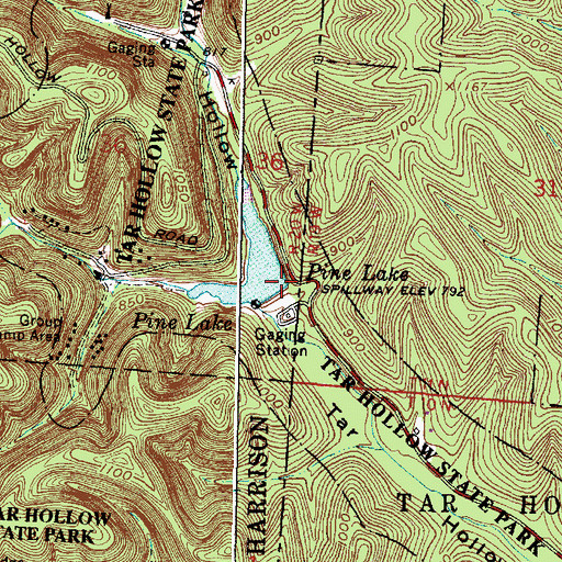 Topographic Map of Pine Lake Dam, OH