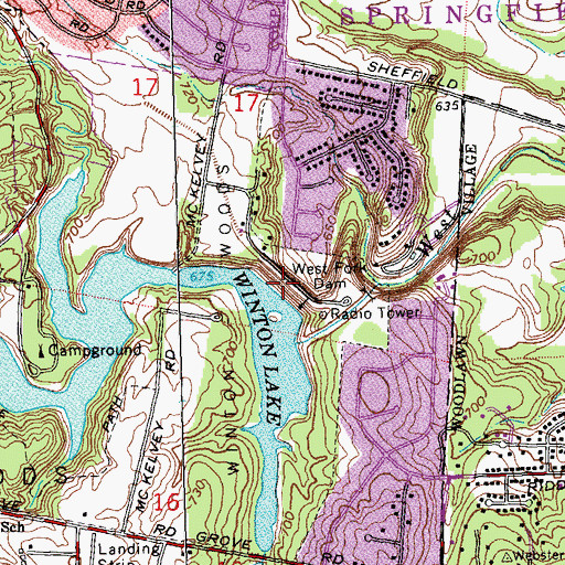 Topographic Map of West Fork of Mill Creek Dam, OH