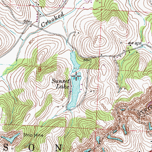 Topographic Map of Sunset Lake Dam, OH