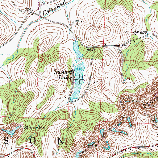 Topographic Map of Sunset Lake, OH