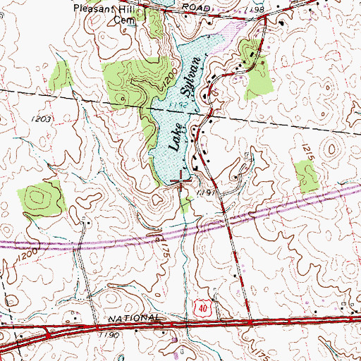 Topographic Map of Lake Sylvan Dam, OH