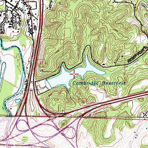 Topographic Map of Cambridge City Reservoir, OH