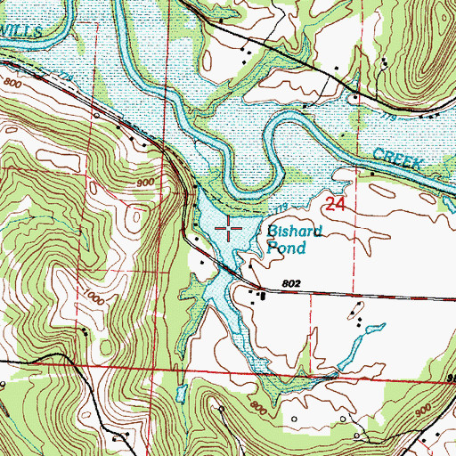 Topographic Map of Bishard Pond, OH