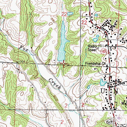 Topographic Map of New Concord Village Reservoir Dam, OH
