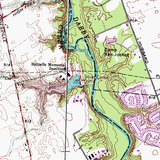 Topographic Map of Silver Creek Dam, OH