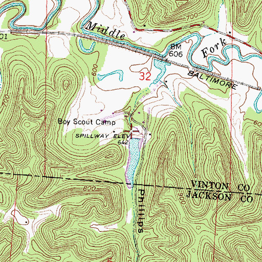 Topographic Map of Sproat Lake Dam, OH