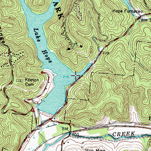 Topographic Map of Lake Hope, OH