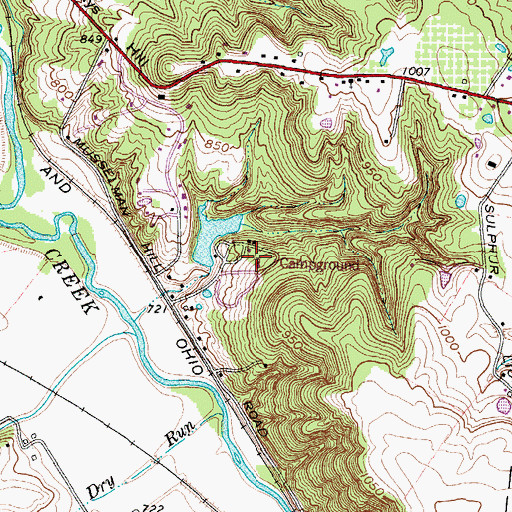 Topographic Map of Lake Hill Dam, OH