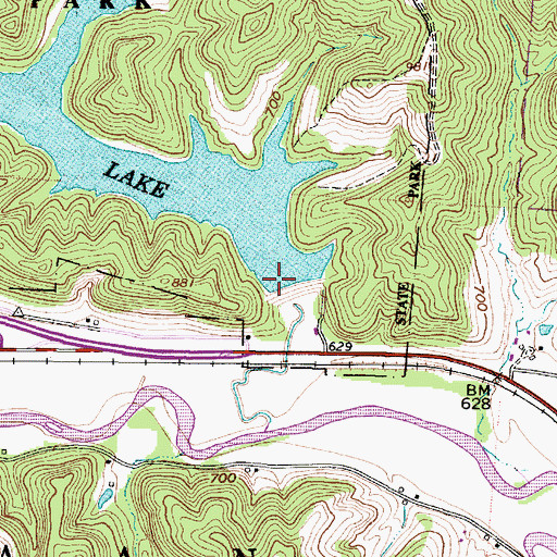 Topographic Map of Strouds Run Dam, OH