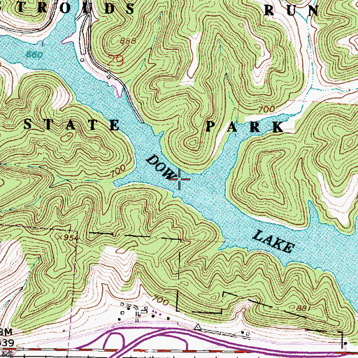 Topographic Map of Dow Lake, OH