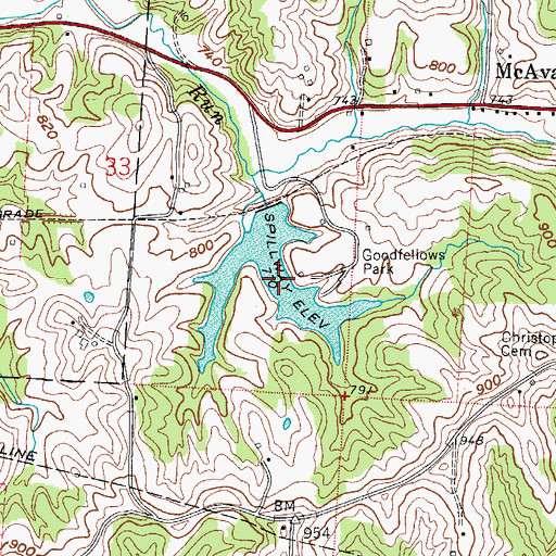 Topographic Map of Goodfellows Park Lake, OH
