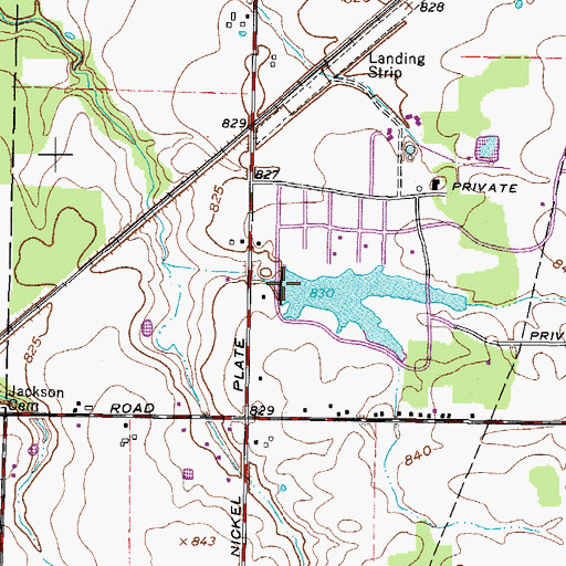 Topographic Map of Ponderosa Pines Lake Dam, OH