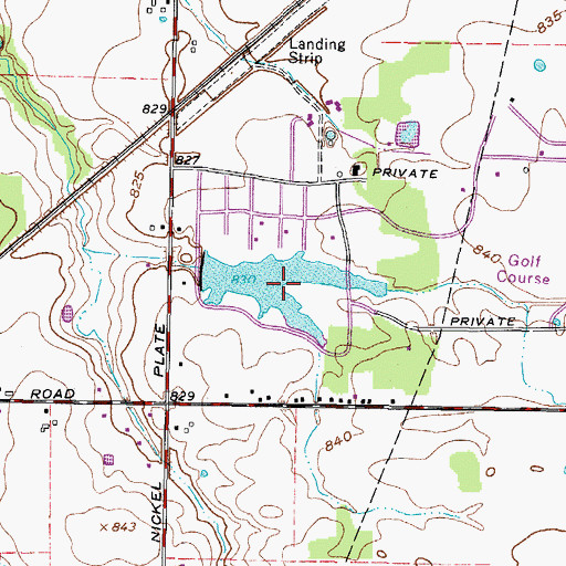 Topographic Map of Ponderosa Pines Lake, OH
