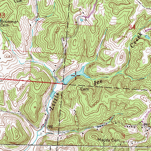 Topographic Map of Brammer Pond, OH