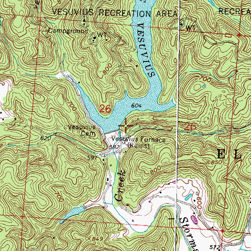 Topographic Map of Lake Vesuvius Dam, OH