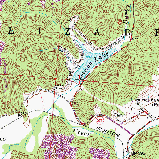 Topographic Map of Lawco Lake Dam, OH