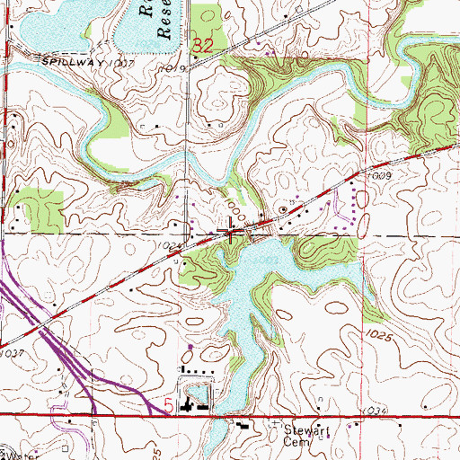 Topographic Map of Bucyrus Reservoir Number One, OH