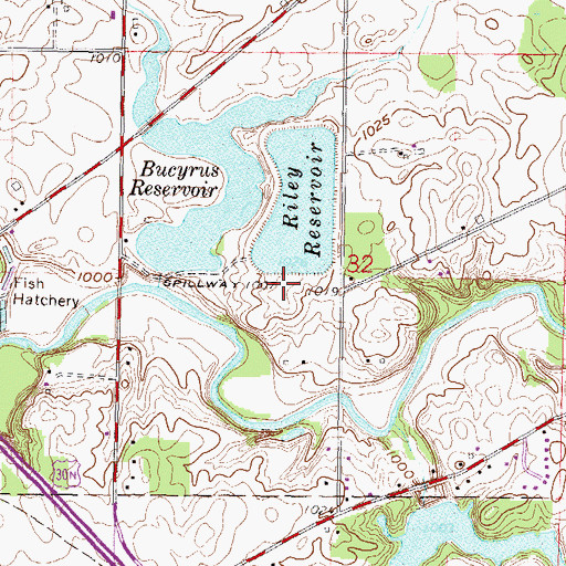 Topographic Map of Riley Reservoir Dam, OH