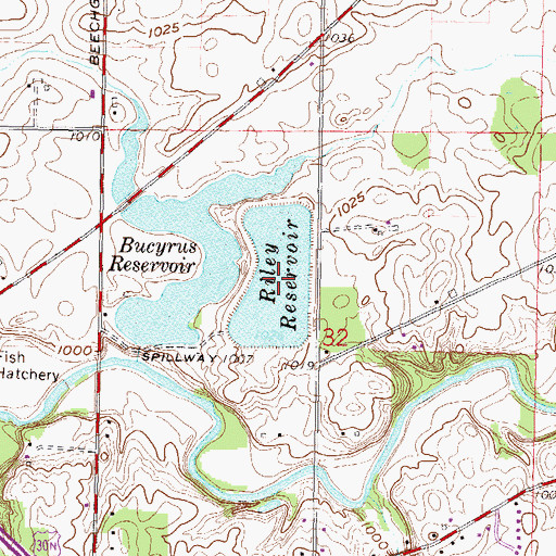Topographic Map of Riley Reservoir, OH
