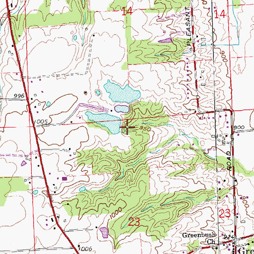 Topographic Map of Paradise Lakes-North Lake, OH