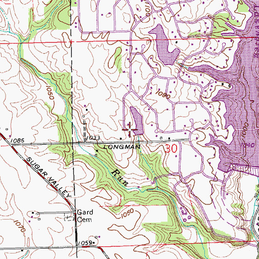 Topographic Map of Lake Valhalla Dam, OH