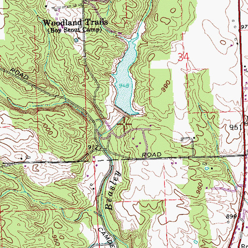 Topographic Map of Mystic Lake Dam, OH