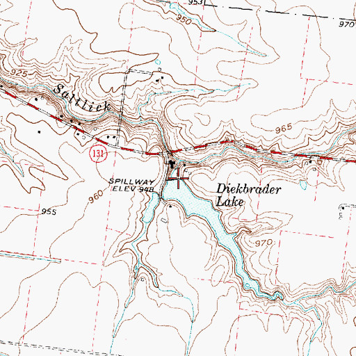 Topographic Map of Dieckbrader Lake Dam, OH