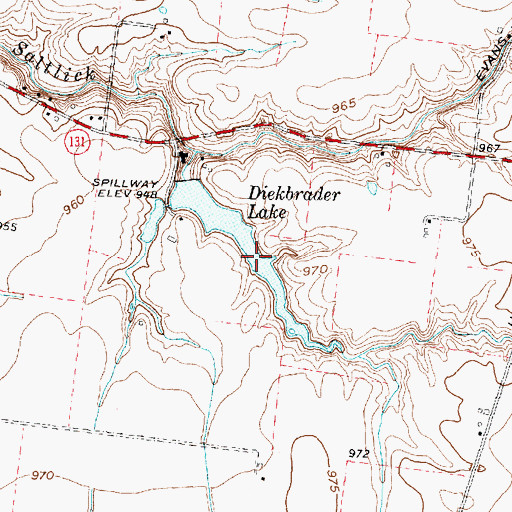 Topographic Map of Dieckbrader Lake, OH