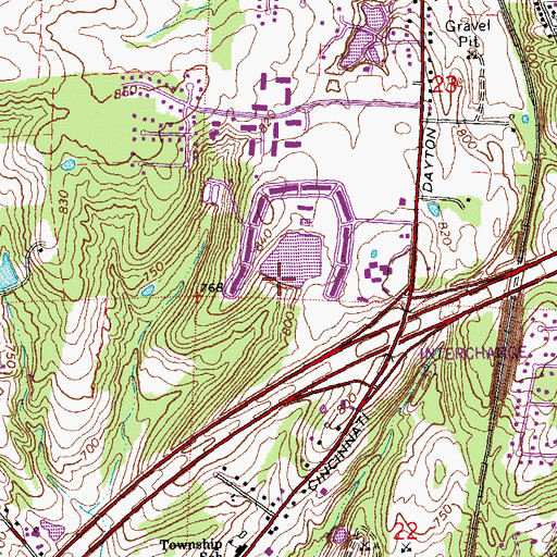 Topographic Map of Highland Greens Apartments Dam, OH