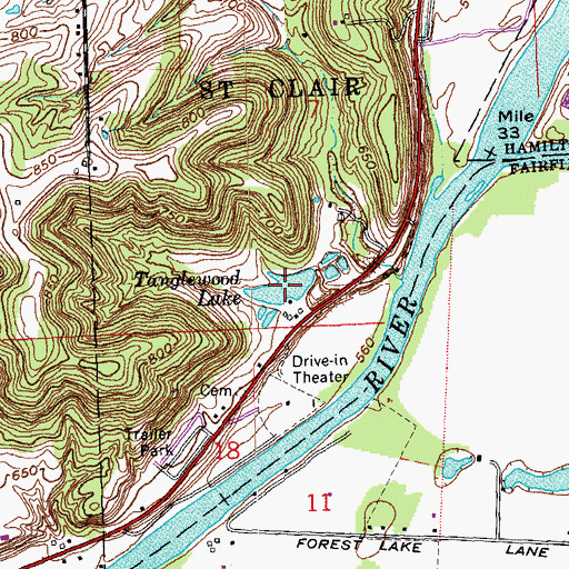 Topographic Map of Tanglewood Lake, OH