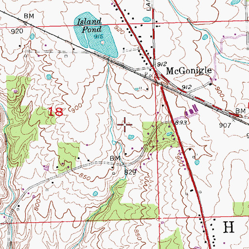 Topographic Map of Island Fishing Lakes, OH