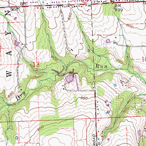 Topographic Map of Will-O-Bob Lake Dam, OH