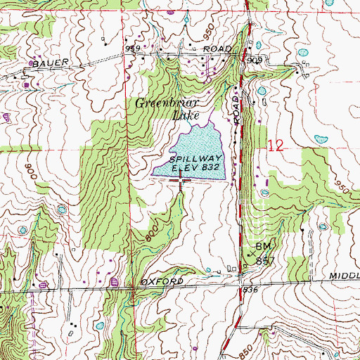 Topographic Map of Greenbriar Lake Dam, OH