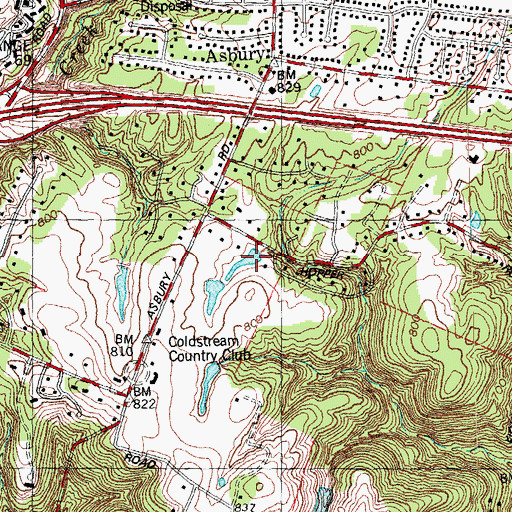 Topographic Map of Coldstream Country Club Lake Dam, OH