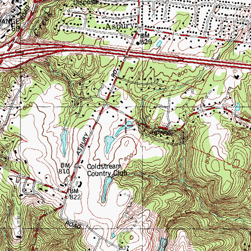 Topographic Map of Coldstream Country Club Lake, OH