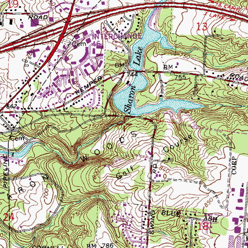 Topographic Map of Sharon Lake Dam, OH