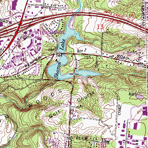 Topographic Map of Sharon Lake, OH