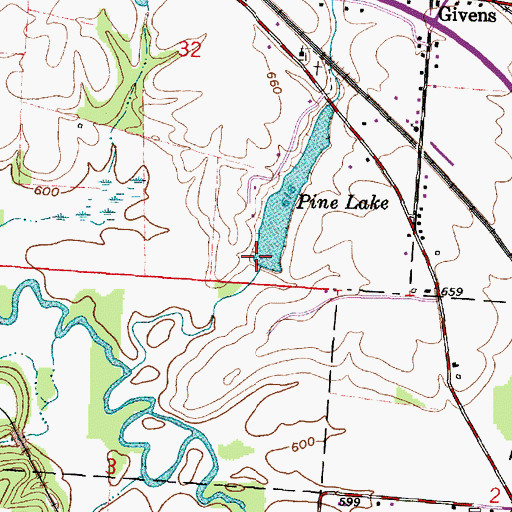 Topographic Map of Pine Lake Dam, OH
