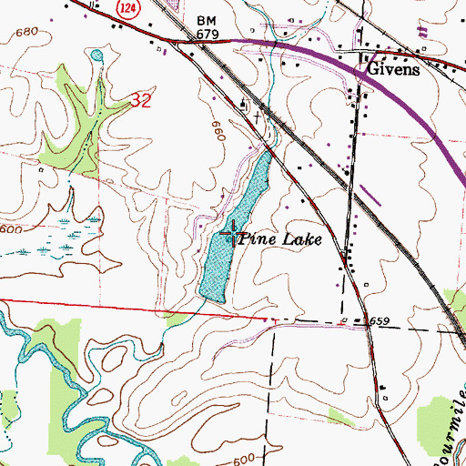 Topographic Map of Pine Lake, OH