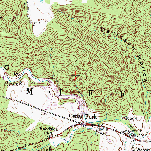 Topographic Map of Cave Lake, OH