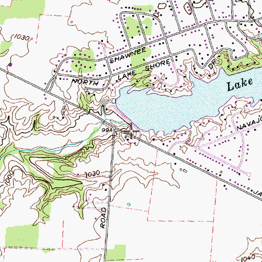 Topographic Map of Shawnee Lake Dam, OH