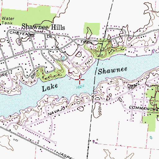 Topographic Map of Shawnee Lake, OH