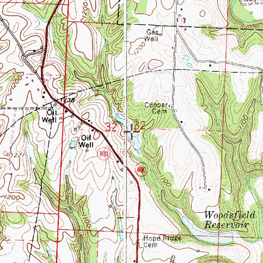 Topographic Map of Upper Woodsfield Reservoir, OH