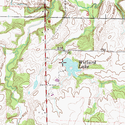 Topographic Map of Willard Lake Dam, OH