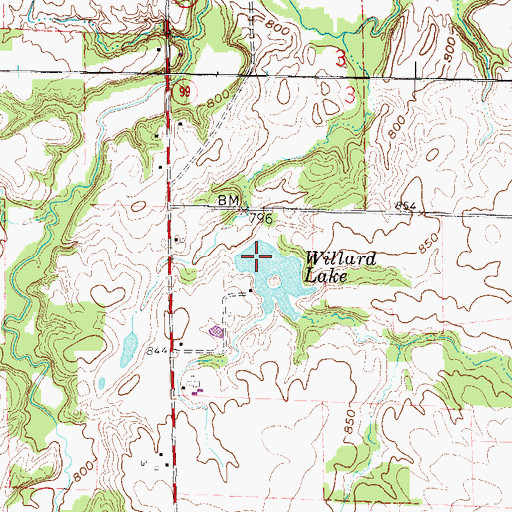 Topographic Map of Willard Lake, OH