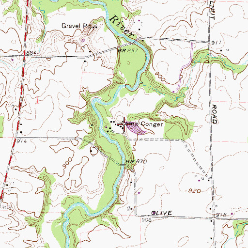 Topographic Map of Camp Conger Lake Dam, OH