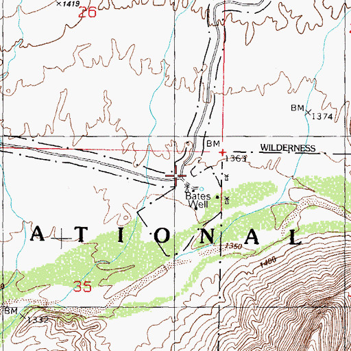 Topographic Map of Bates Well, AZ
