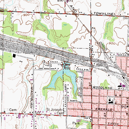 Topographic Map of B & O Railroad Pond 1025-006 Dam, OH